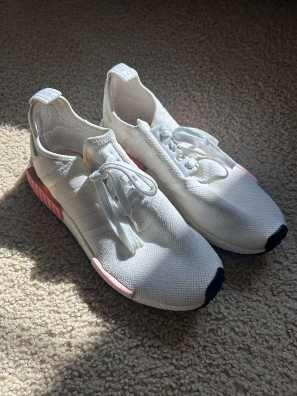 adidas Women's White Sneakers with Pink and Navy Accents